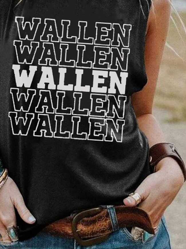 Wallen Print Crew Neck Casual Vest