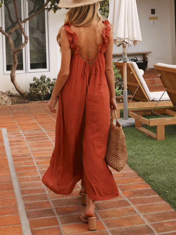 Women's Jumpsuits Solid Wide Leg Vacation Holiday Jumpsuits