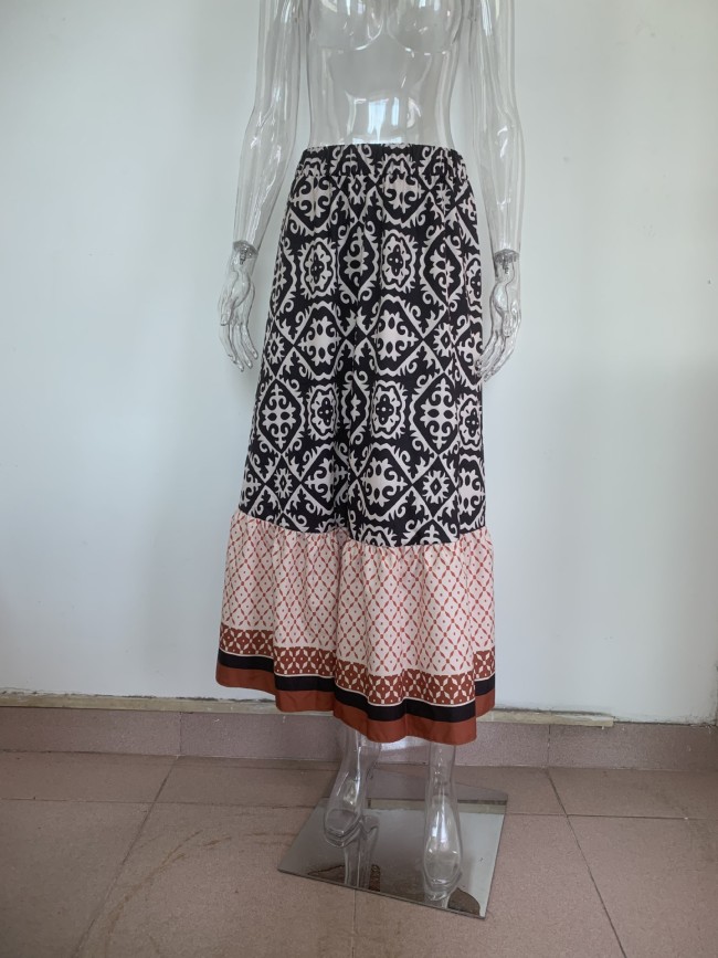 Women's Boho Geometric Print Maxi Skirt