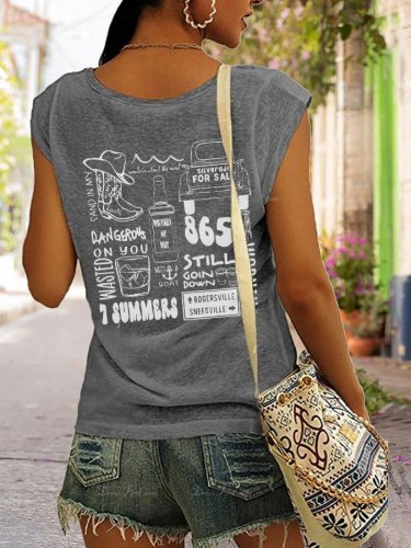 Women's Wallen Country Music Collage Print Sleeveless T-Shirt