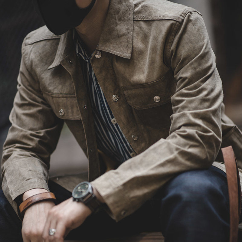 US 78.99 Men's Waxed Cotton Jacket Windproof & Waterproof Vintage