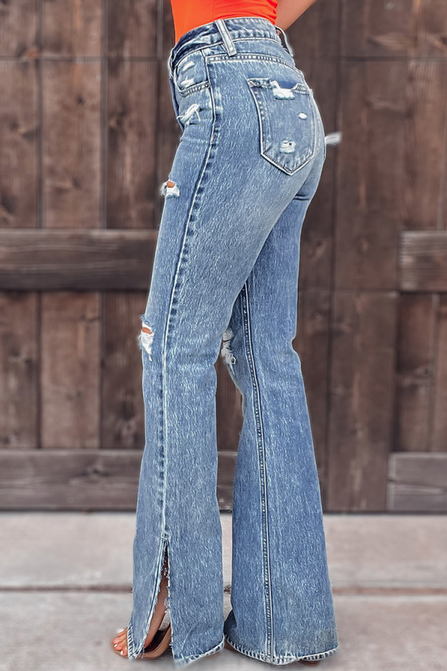 Women's Cowgirl Jeans Washed Ripped Flare Jeans
