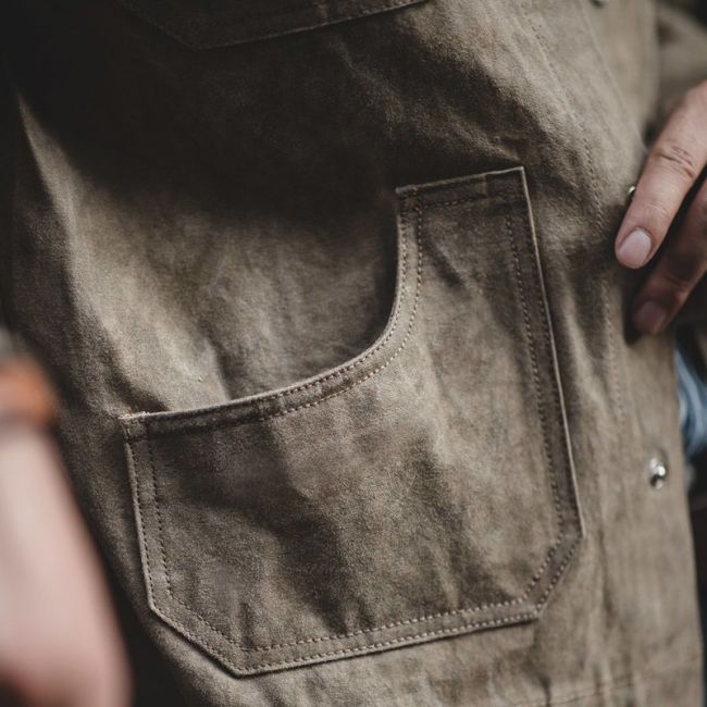 Men's Waxed Cotton Jacket Windproof & Waterproof Vintage Waxed Rip Trucker Jackets