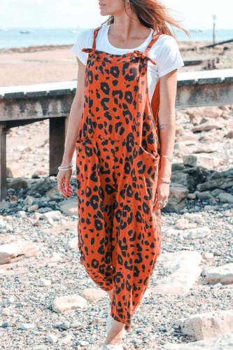Casual College Leopard Patchwork Loose Jumpsuits(5 Colors)