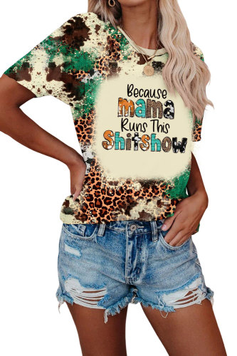 Women's Western Wear Because Mama Letter Print Cowgirl Style T-Shirt