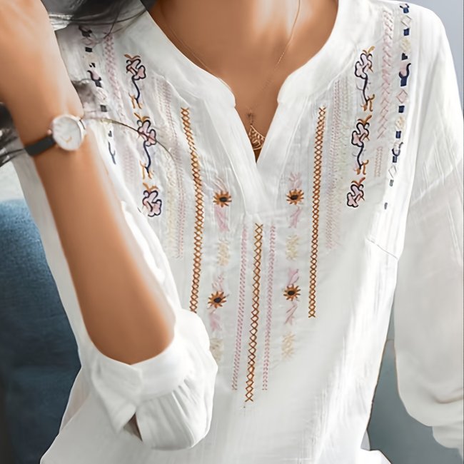 Luxurious Embroidered V-Neck Shirt