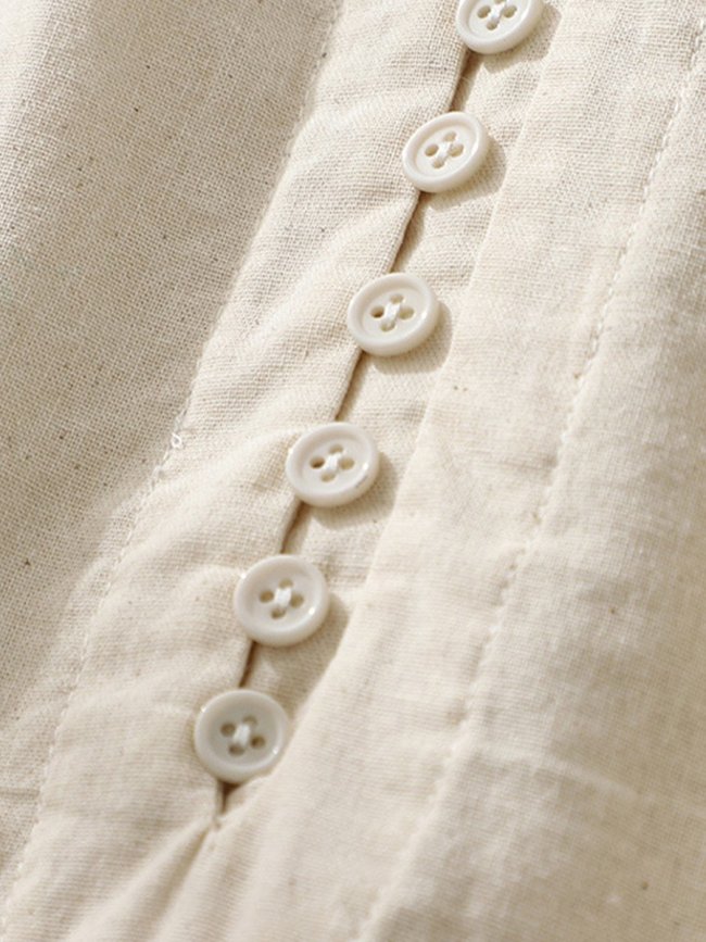 Women's Art Vintage Button Collar Long Sleeve Dress