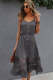 Solid Gray Color Lace Patchwork Slip Dress