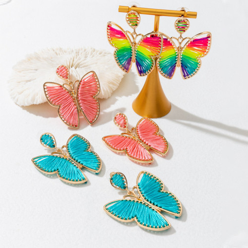 Ins Style Butterfly Holiday Earrings Colorful Line Shape Butterfly Statement Earrings