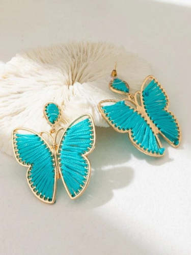 Ins Style Butterfly Holiday Earrings Colorful Line Shape Butterfly Statement Earrings