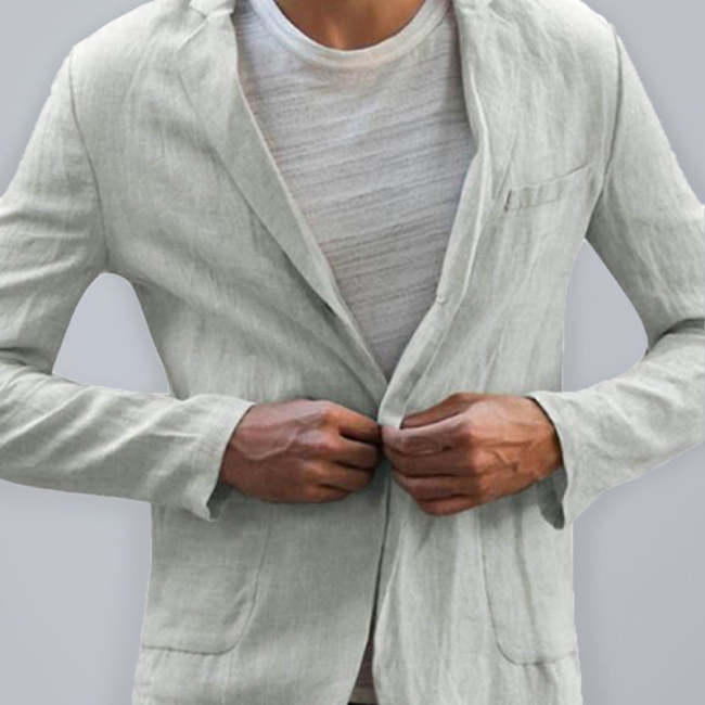 Men's Linen Cotton Loose Comfortable Solid Color Boutique Thin Casual Blazer