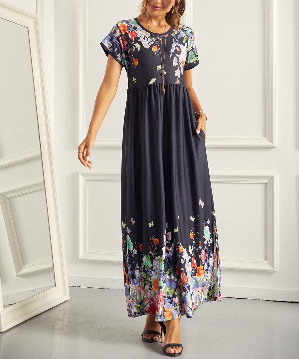 US$ 33.99 - Women's Maxi Dresses Floral Print Slit Dress - www.zicopop.com