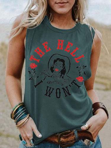Women's The Hell I Won't Lettered Western Style Casual Vest