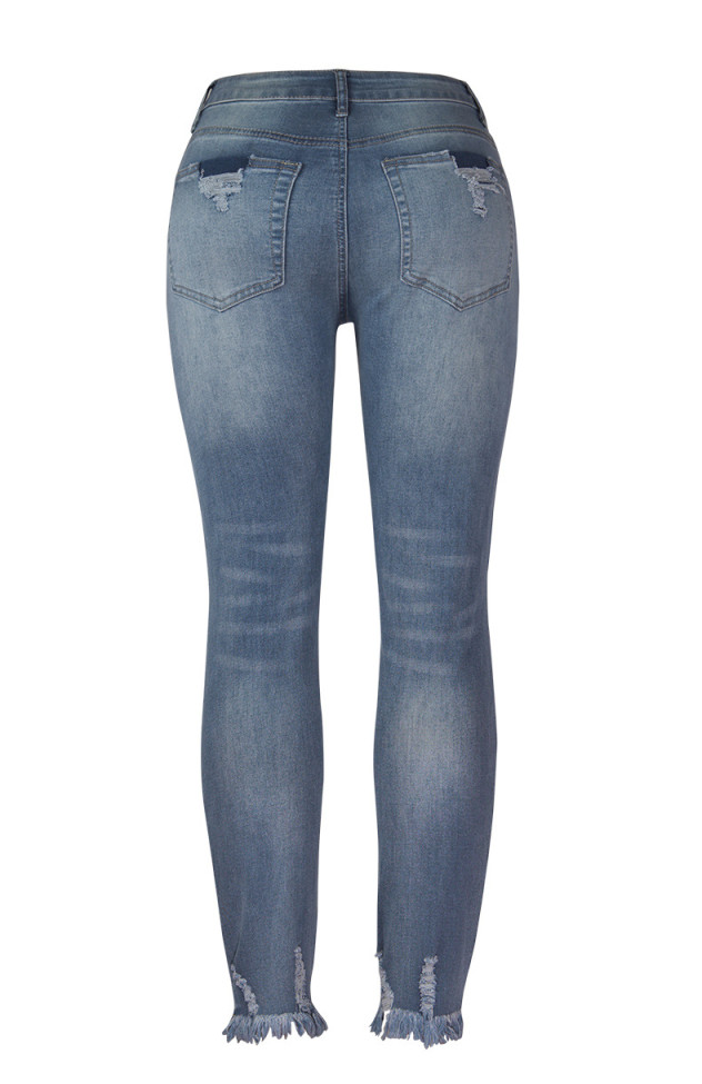 Women's Jean Pant Street Solid Patchwork High Waist Skinny Denim Jeans(3 Colors)