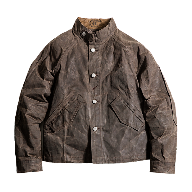 Men's Oil Waxed Jacket American Retro Vintage Waterproof Hunting Wax Jacket Biker Outfits