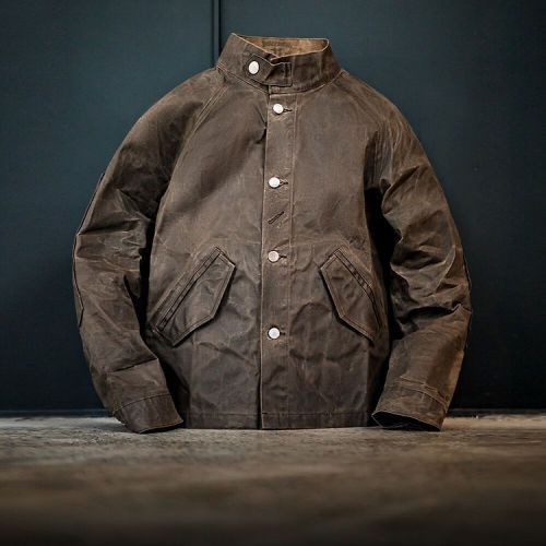 Men's Oil Waxed Jacket American Retro Vintage Waterproof Hunting Wax Jacket Biker Outfits