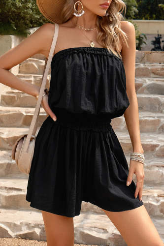 Casual Simplicity Solid Strapless Loose Jumpsuits