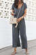Casual Daily Solid Pocket Frenulum V Neck Jumpsuits