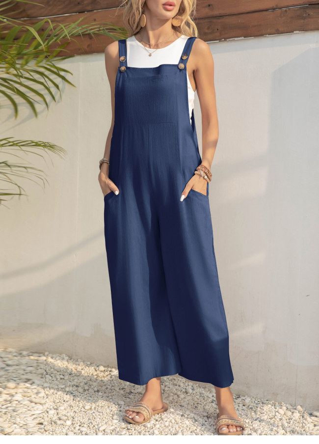 Women's Casual Jumpsuits Solid Color Overall Jumpsuit