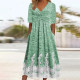 Women's Spring Dress Cross V-Neck High Waist Lace Hem Midi Dress