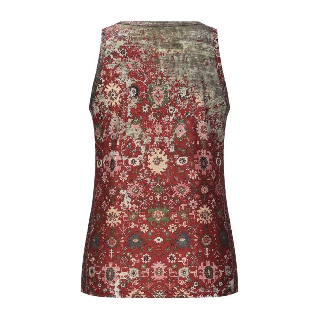 Women Western Tribal Vintage Graphic Floral Cotton-Blend Sleeveless Halter Neck Tank Shirts & Tops