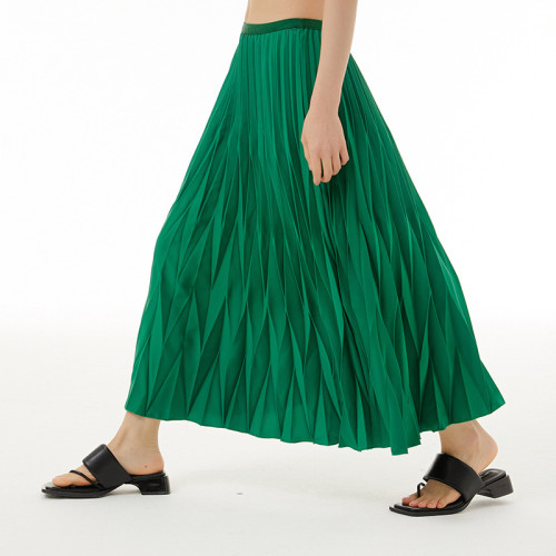 Women's Long Skirt Solid Color Pleated Skirt for Daily Holiday Vacation
