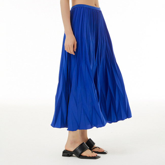 Women's Long Skirt Solid Color Pleated Skirt for Daily Holiday Vacation
