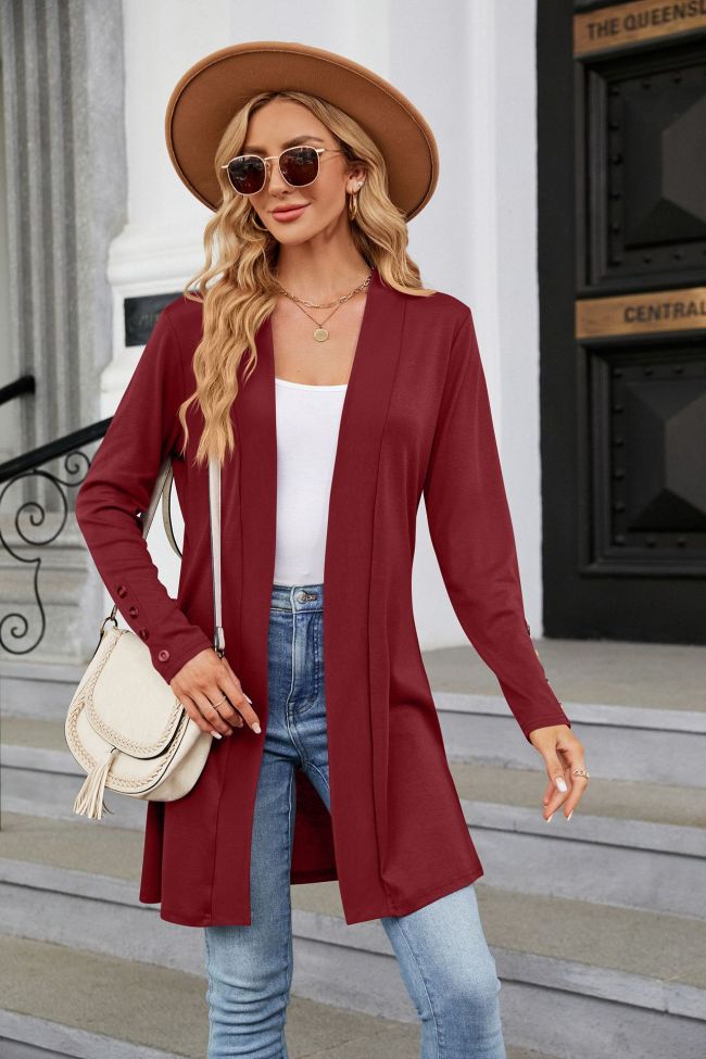 Women's Cardigan 6Colors Solid Color Basic Open Front Knit Cardigan Light Weight
