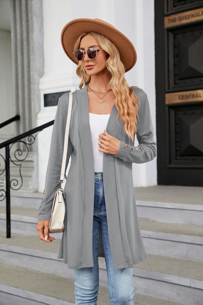 Women's Cardigan 6Colors Solid Color Basic Open Front Knit Cardigan Light Weight