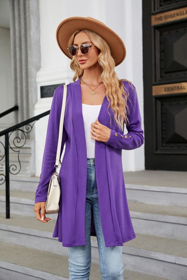 Women's Cardigan 6Colors Solid Color Basic Open Front Knit Cardigan Light Weight