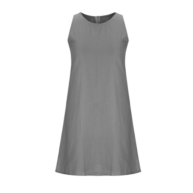 Women's Linen Dress Solid Color Basic Sleeveless Mini Dress