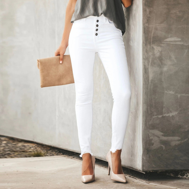 Women's Boyfriend Style Jeans Slim Fit High Waist White/Black Denim Jeans
