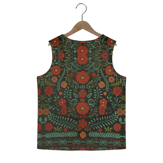 Women's Tribal Tank Top Summer Tops Floral Print Sleeveless Casual Basic Round Neck