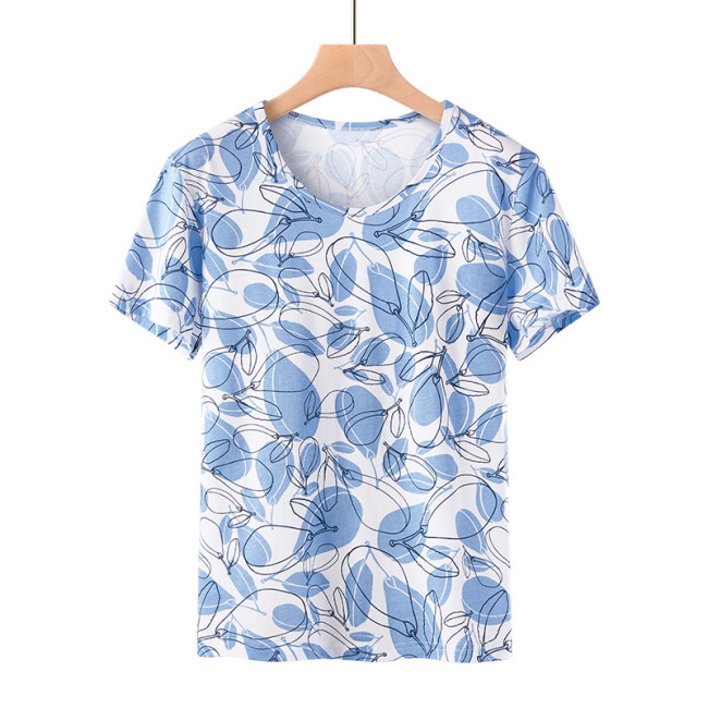 Womens 100% Cotton Floral T-Shirts Light Weight Soft Full Flower Tee