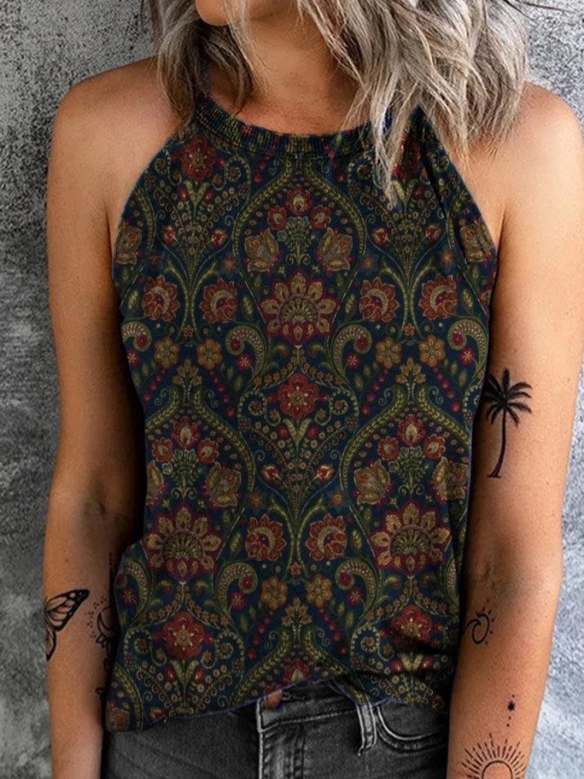 Women's Vintage Western Style Tank Tribal Print Tank Tops Cowgirl Tanks