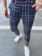 Men's New Fall Pant Casual Plaid Pant Straight Sport Mens Pant Skinny Plaid Business Pants