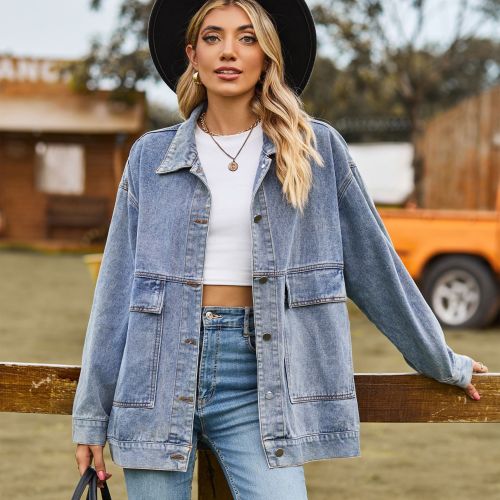 Women's Boyfriend Denim Shacket INS Style Oversized Loose Denim Jacket