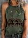 Women's Vintage Retro Style Green Tank Tribal Print Tank Tops Cowgirl Tanks