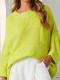 Women's Fall Sweater Chic Color Crew Neck Loose Pocket Pullover Knit Sweater