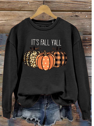 Women's Retro Fall Halloween Print Yes Fall Y'All Funny Cute Sweatshirts