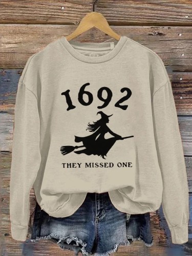 Women's Retro Halloween Sweatshirt Funny 1692 Witch Festival Humor Print Sweatshirt