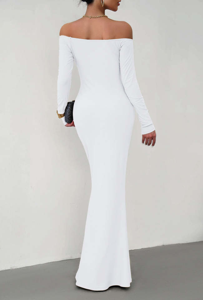 Women's Bodycon Party Dress Off-Shoulder Long Sleeve Maxi Dress