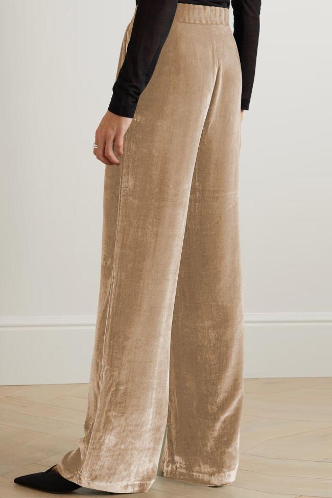 Women's Velvet Pant Loose Fit High Waist Long Pants With Pockets