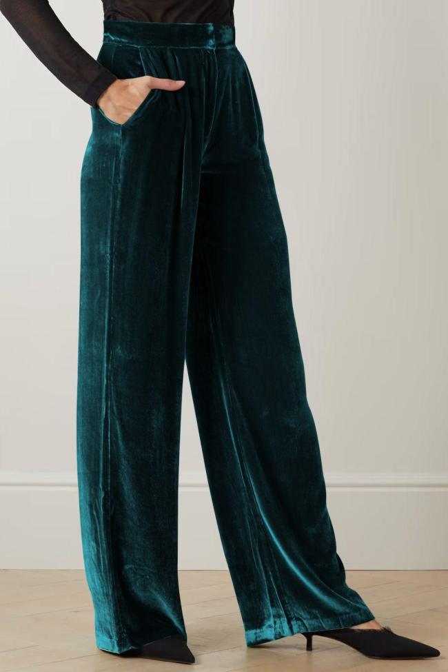 Women's Velvet Pant Loose Fit High Waist Long Pants With Pockets