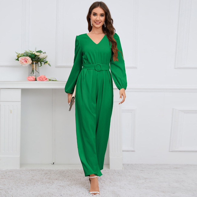 Women's Overall Jumpsuits Tie Lace up Overall Long Sleeve Straight Jumpsuit Party Wedding Jumpsuit