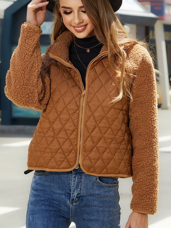 Women's Casual Jacket Lapel Fleece Warm Jacket Coat