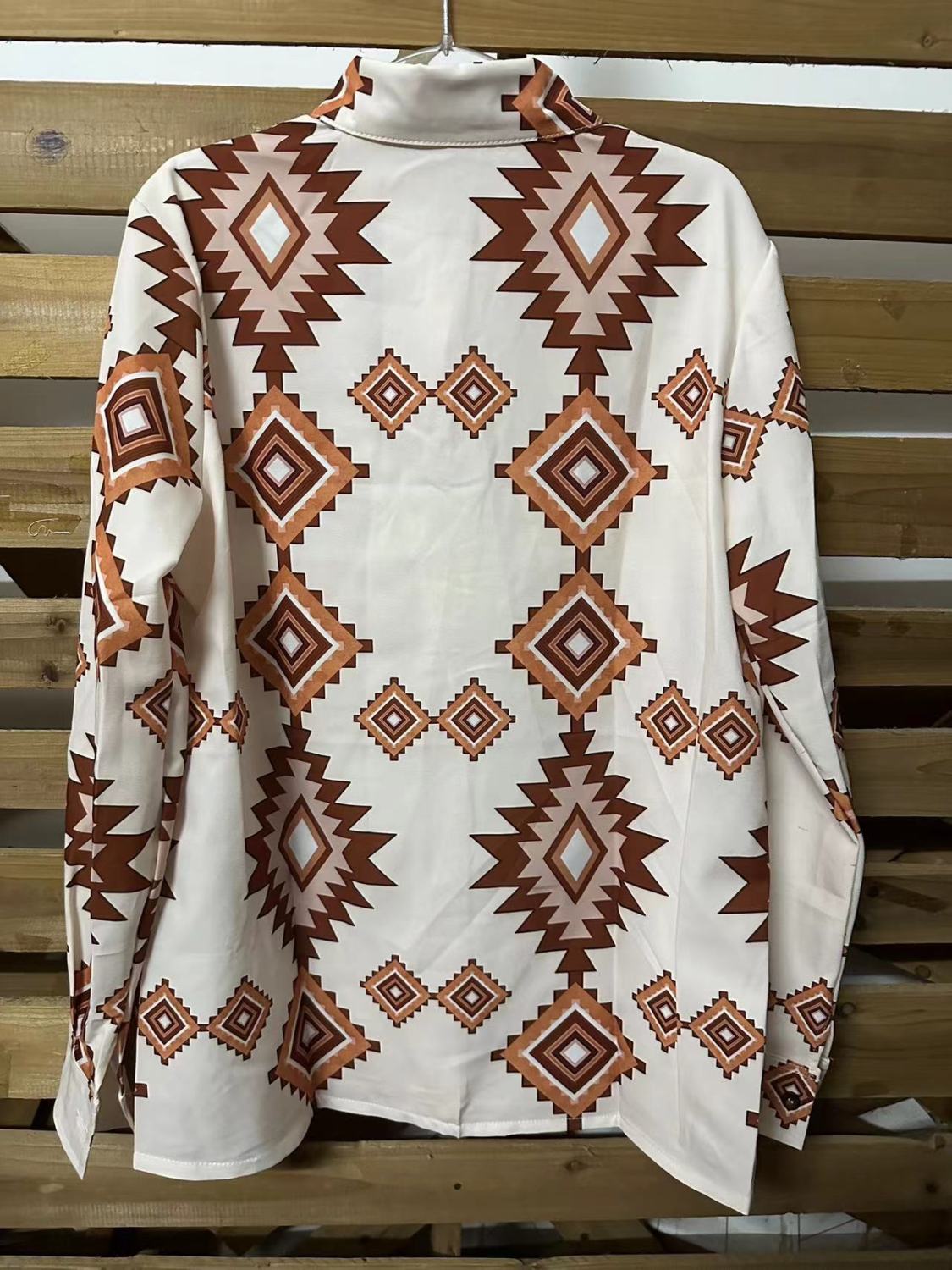 US$ 28.99 - Women's Western Aztec Pattern Button Flap Pocket Shirt ...