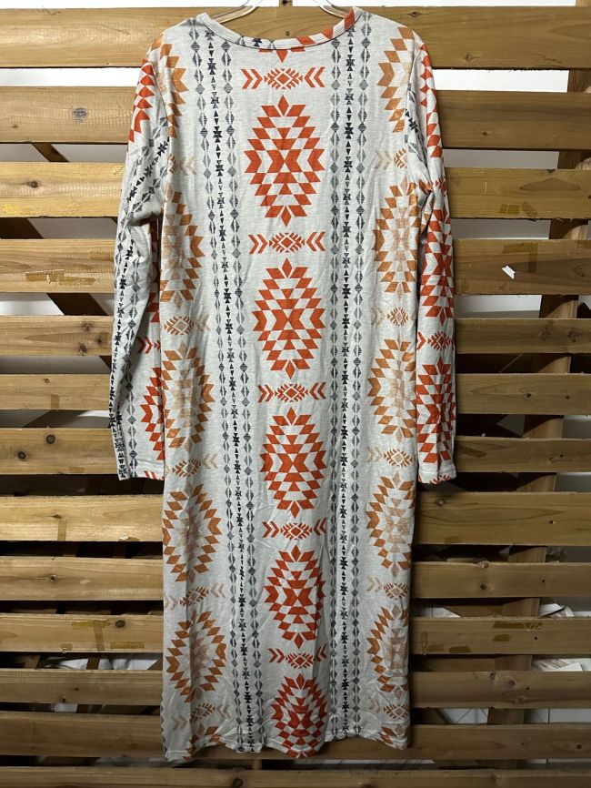Women's Tribal Aztec Print Open Frong Long Cardigan