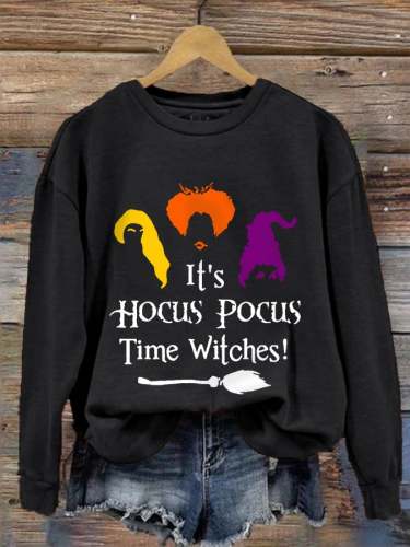 Women's It's Hocus Pocus Time Witches Halloween Casual Sweatshirt