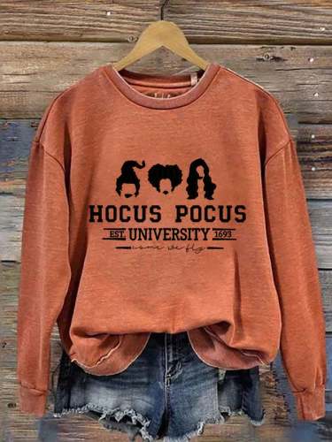 Women's Hocus Pocus EST 1693 Print Round Neck Long Sleeve Sweatshirt